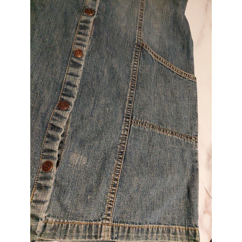 vintage Old Navy denim Dress Y2K fashion era short-sleeve denim shirt dress Sz 6 - Picture 3 of 15